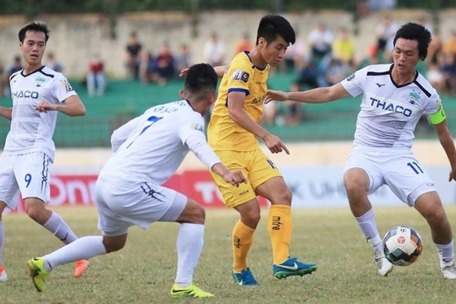 Hoàng Anh Gia Lai không biết thắng tại sân Vinh của Sông Lam Nghệ An kể từ 6 mùa bóng gần đây nhất. Ảnh: VPF