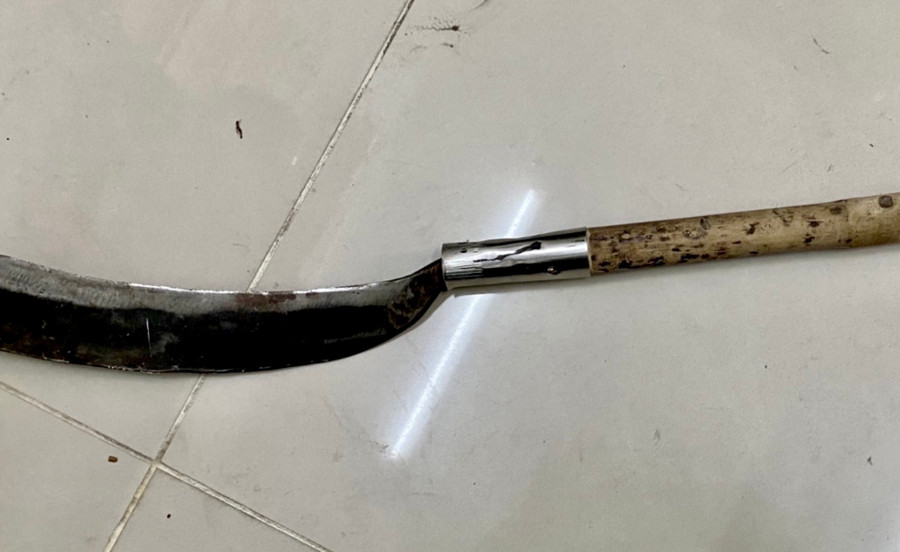 Công an thu hồi cây rựa. Ảnh: CACC