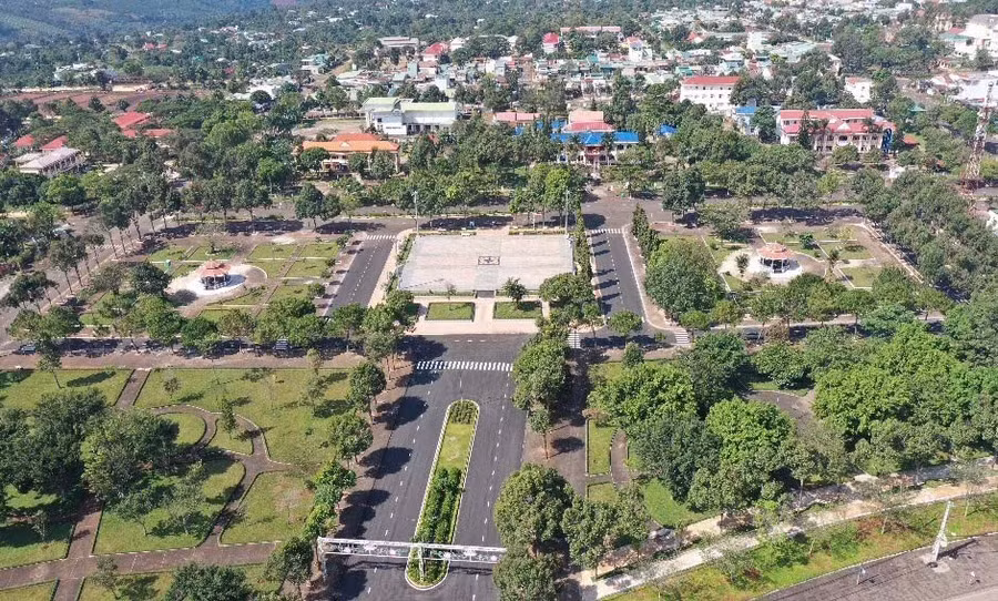 Trung tâm huyện Chư Păh nhìn từ trên cao. Ảnh: C.T.V