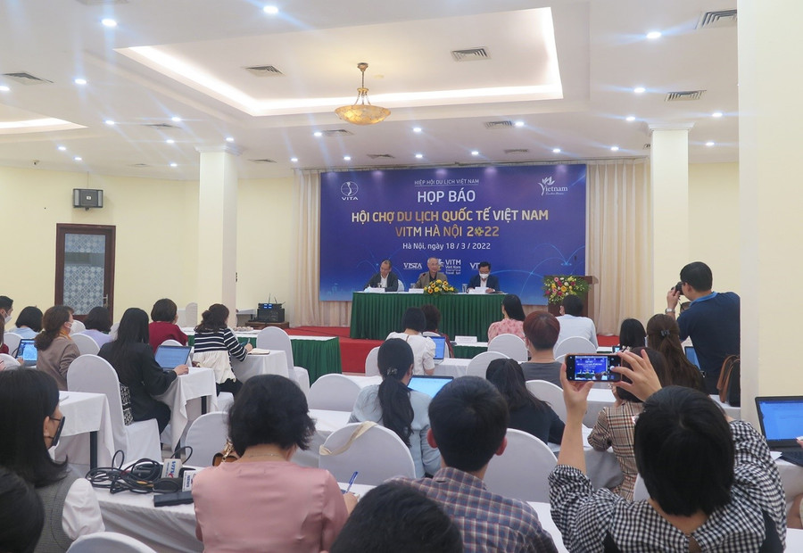  Quang cảnh buổi họp báo Hội chợ du lịch quốc tế VITM Hà Nội 2022. Ảnh nguồn: vietnamtourism.gov.vn