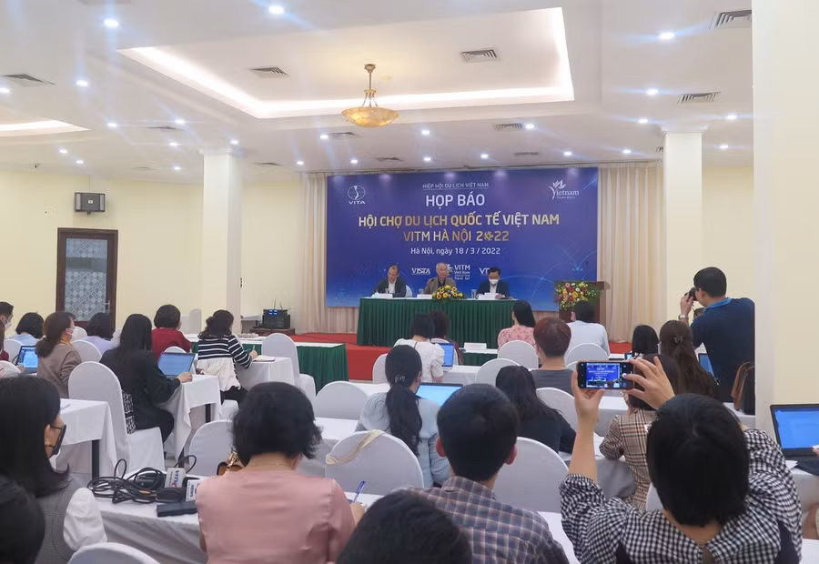  Quang cảnh buổi họp báo Hội chợ du lịch quốc tế VITM Hà Nội 2022. Ảnh nguồn: vietnamtourism.gov.vn
