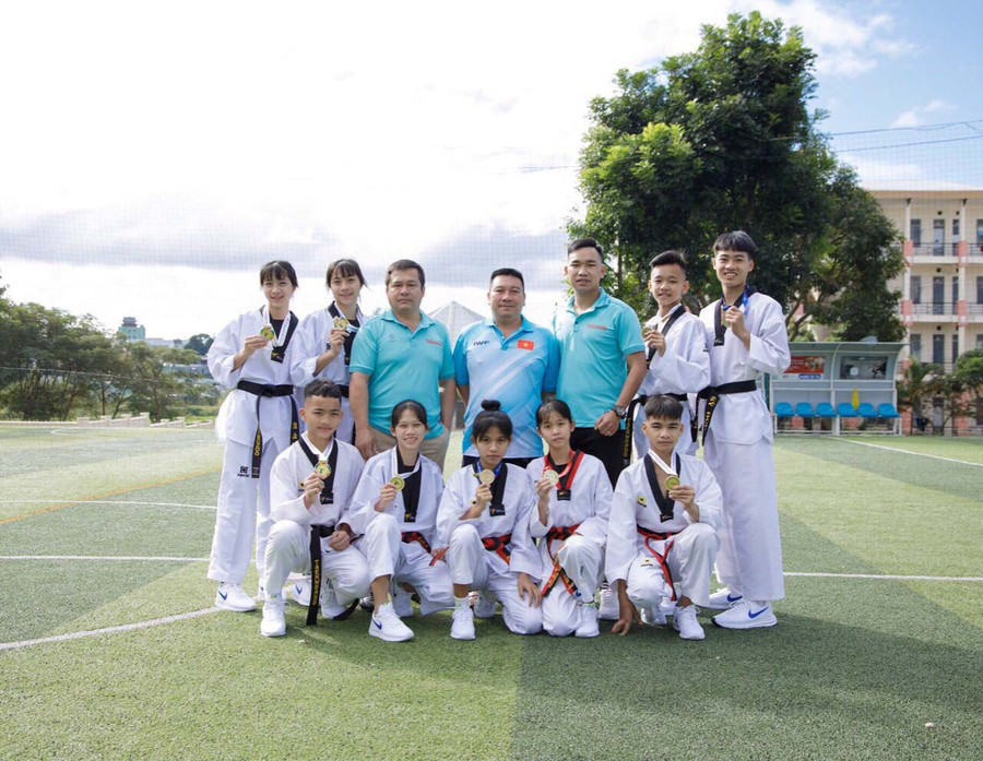 Các vận động viên Taekwondo tại Trung tâm Huấn luyện-Thi đấu thể thao tỉnh. Ảnh: Văn Ngọc