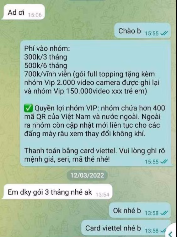 Tin nhắn trao đổi với quản lý nhóm để được vào Nhóm VIP. Ảnh chụp màn hình