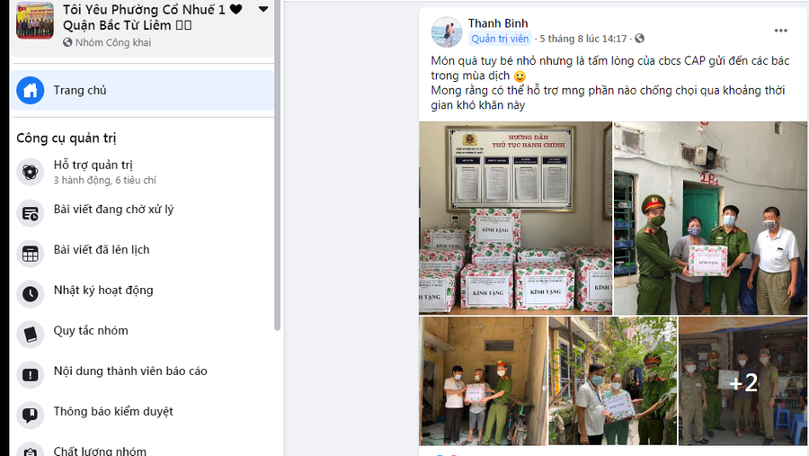Trong đại dịch Covid-19, trang Facebook cộng đồng đã cung cấp thông tin để lực lượng chức năng giúp đỡ người khó khăn. Ảnh: Nhật Nam Trong đại dịch Covid-19, trang Facebook cộng đồng đã cung cấp thông tin để lực lượng chức năng giúp đỡ người khó khăn. Ảnh: Nhật Nam