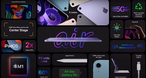 Cấu hình chi tiết iPad Air 5. Ảnh: Apple