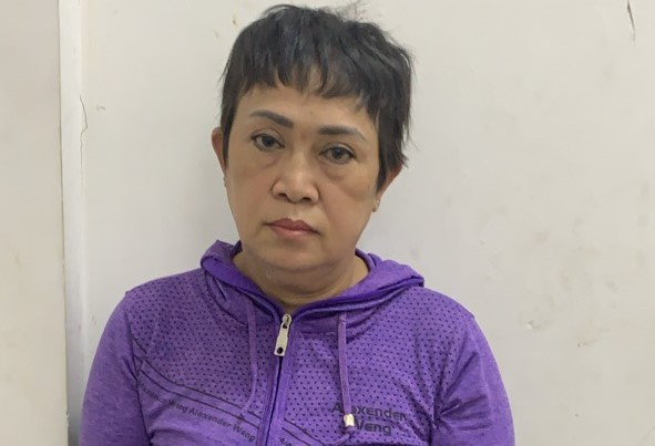 Trần Thị Lượm tại công an. Ảnh: C.T.V