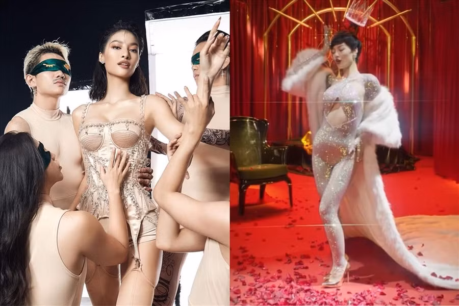 Kiều Loan khoe thân hình bốc lửa xuyên suốt MV. Ảnh: NSCC