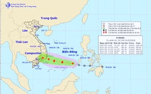Đường đi và vị trí cơn bão.