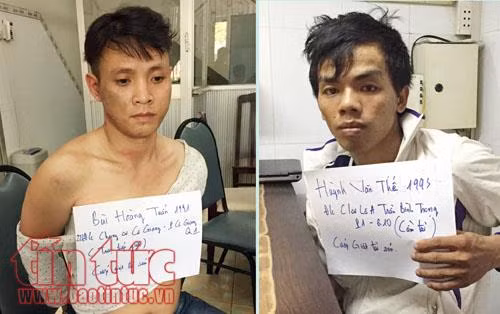 Hai đối tượng bị bắt giữ tại cơ quan chức năng.
