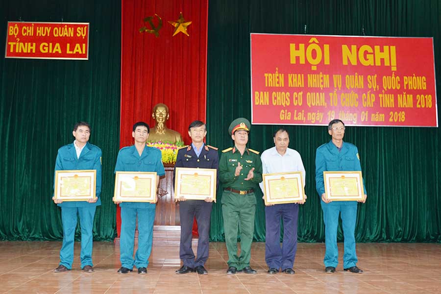 Tặng giấy khen cho các tập thể và cá nhân. Ảnh: Vĩnh Hoàng  Tặng giấy khen cho các tập thể và cá nhân. Ảnh: Vĩnh Hoàng