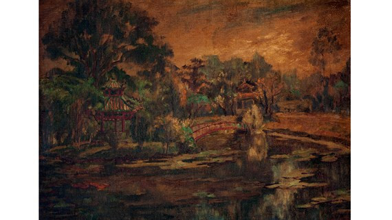 Thủy tạ Thảo Cầm viên Sài Gòn (sơn dầu trên bố, trước 1975) của Hiếu Đệ có giá khởi điểm 5.000 USD  Thủy tạ Thảo Cầm viên Sài Gòn (sơn dầu trên bố, trước 1975) của Hiếu Đệ có giá khởi điểm 5.000 USD