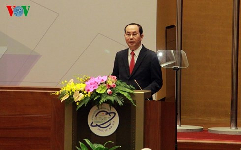 Chủ tịch nước Trần Đại Quang phát biểu chào mừng tại lễ khai mạc Hội nghị APPF-26. Chủ tịch nước Trần Đại Quang phát biểu chào mừng tại lễ khai mạc Hội nghị APPF-26.