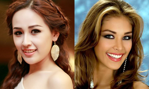 Hoa hậu Mai Phương Thúy (trái) và Miss Universe 2008 cùng chấm thi chung kết Hoa hậu Hoàn vũ Việt Nam. Hoa hậu Mai Phương Thúy (trái) và Miss Universe 2008 cùng chấm thi chung kết Hoa hậu Hoàn vũ Việt Nam.