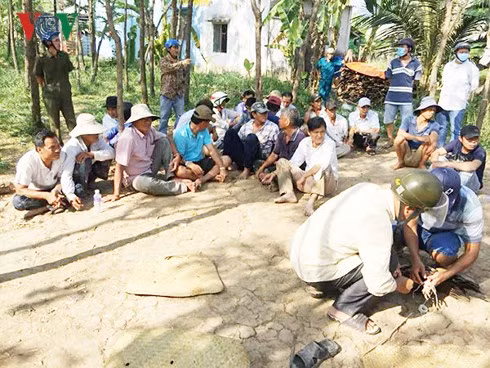 Các đối tượng tham gia đá gà ăn tiền bị tạm giữ.