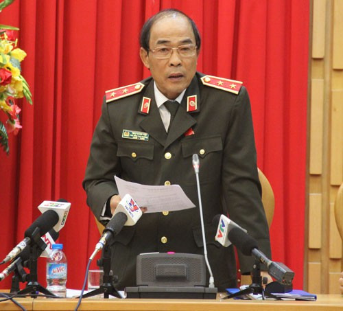 Trung tướng Trần Đăng Yến, Phó Tổng cục trưởng Tổng cục An ninh, tại buổi họp báo chiều 15-1