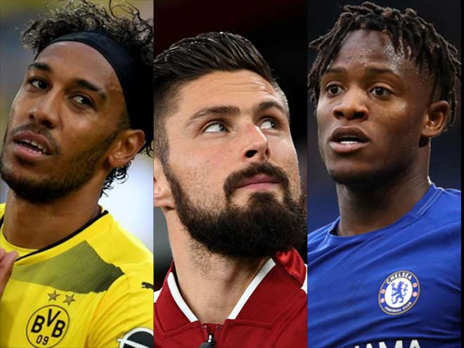 Aubameyang (trái) sẽ về Arsenal, Giroud (giữa) sẽ sang Chelsea trong khi Batshuayi (phải) tới Dortmund Aubameyang (trái) sẽ về Arsenal, Giroud (giữa) sẽ sang Chelsea trong khi Batshuayi (phải) tới Dortmund