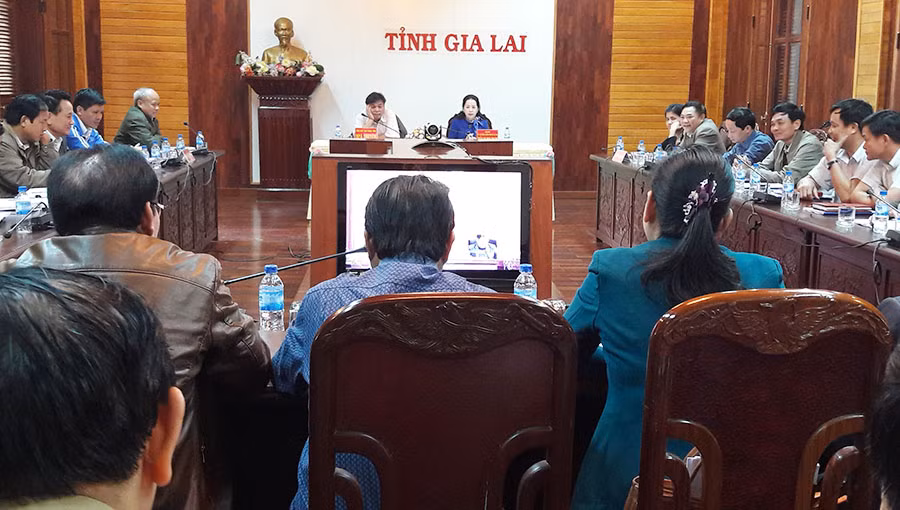  Tại điểm cầu Gia Lai. Ảnh: Đinh Yến