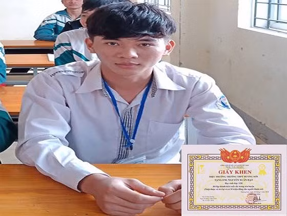 Em Đạt và giấy khen đột xuất của Trường THPT Hương Sơn