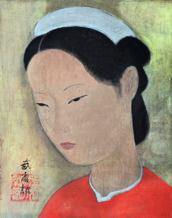 Chân dung thiếu nữ (mực và thuốc nước trên lụa, 1933) của Vũ Cao Đàm, giá khởi điểm 52.000 USD Chân dung thiếu nữ (mực và thuốc nước trên lụa, 1933) của Vũ Cao Đàm, giá khởi điểm 52.000 USD