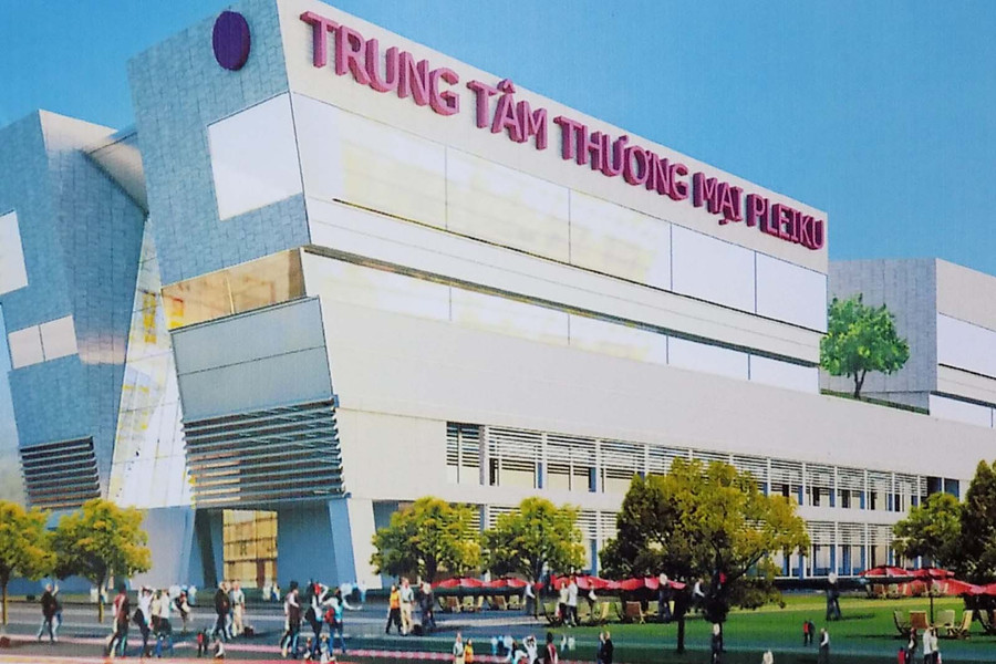 Hình ảnh Công trình Trung tâm Thương mại Pleiku mới theo phương án thiết kế sơ bộ, ở góc nhìn từ đường Trần Phú. Ảnh: T.N Hình ảnh Công trình Trung tâm Thương mại Pleiku mới theo phương án thiết kế sơ bộ, ở góc nhìn từ đường Trần Phú. Ảnh: T.N