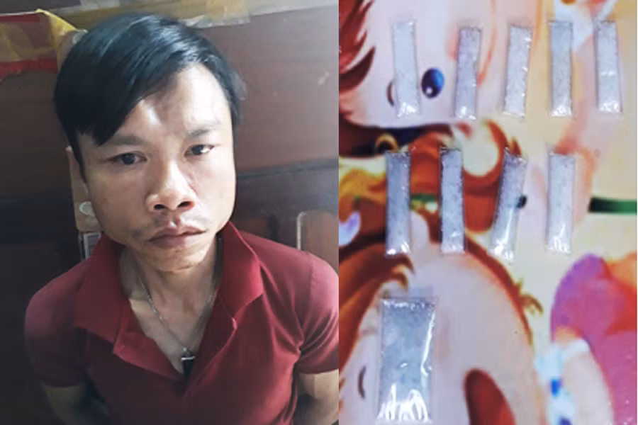  Đối tượng An gồm 10 gói ma túy dạng đá. Ảnh: HN