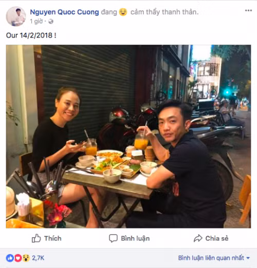 Cường Đô La lần đầu đăng ảnh cận mặt bạn gái và thừa nhân quan hệ tình cảm giữa hai người.