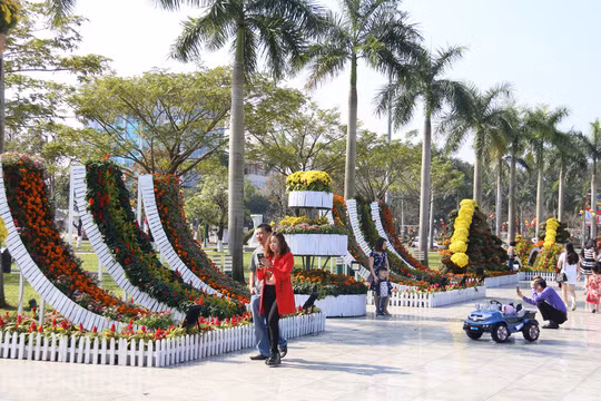 Quảng trường 24/3 ở Tam Kỳ ngập tràn sắc hoa