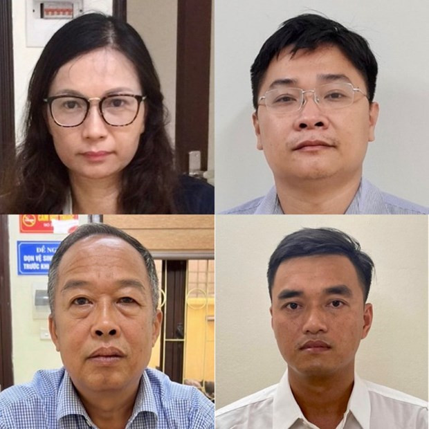 Từ trên xuống dưới, từ trái sang, các bị can: Nguyễn Mai Anh, Ngô Quang Tuấn, Trần Văn Dự, Vũ Sỹ Cường. (Nguồn: nld.com.vn)  Từ trên xuống dưới, từ trái sang, các bị can: Nguyễn Mai Anh, Ngô Quang Tuấn, Trần Văn Dự, Vũ Sỹ Cường. (Nguồn: nld.com.vn)