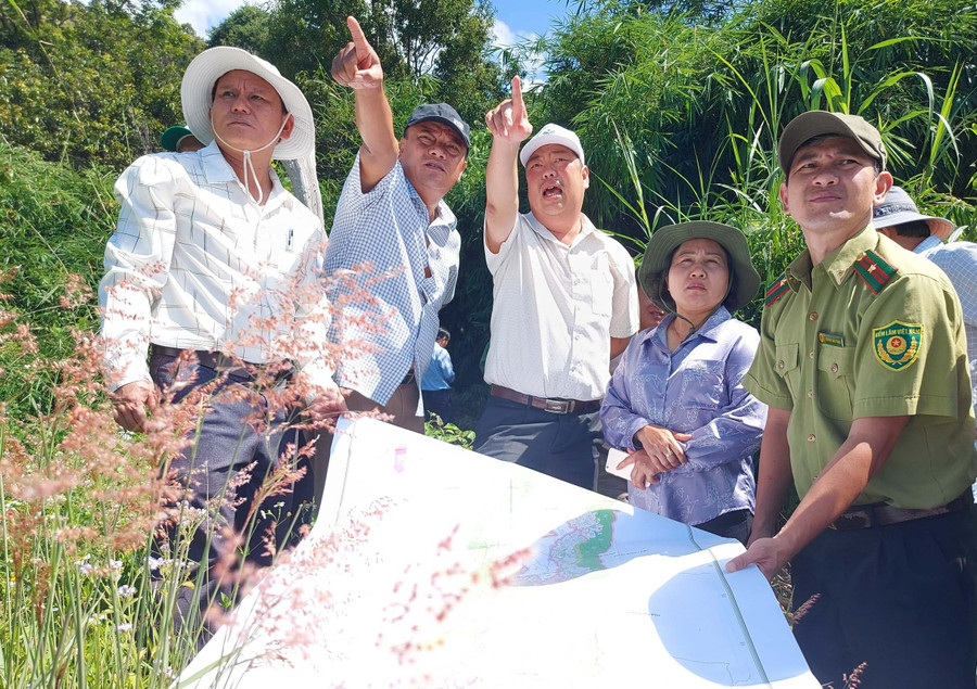 Đoàn giám sát HĐND tỉnh khảo sát công tác quản lý, bảo vệ rừng tại Công ty TNHH một thành viên Lâm nghiệp Kông Chiêng. Ảnh: Thiên Di