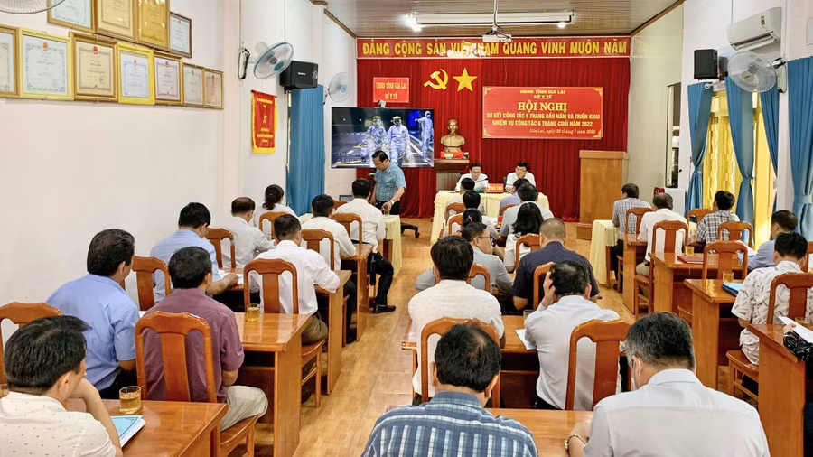 Quang cảnh Hội nghị sơ kết 6 tháng đầu năm và triển khai nhiệm vụ 6 tháng cuối năm 2022 ngành Y tế sáng 29-7. Ảnh: Như Nguyện