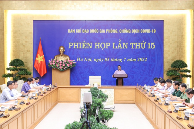 Thủ tướng Phạm Minh Chính, Trưởng Ban chỉ đạo quốc gia phòng chống dịch COVID-19, chủ trì Phiên họp lần thứ 15 của Ban chỉ đạo - Ảnh: VGP/Nhật Bắc Thủ tướng Phạm Minh Chính, Trưởng Ban chỉ đạo quốc gia phòng chống dịch COVID-19, chủ trì Phiên họp lần thứ 15 của Ban chỉ đạo - Ảnh: VGP/Nhật Bắc