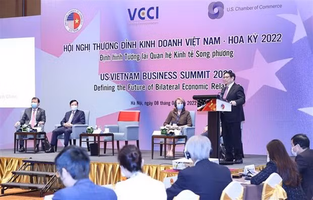  Thủ tướng Phạm Minh Chính dự Hội nghị Thượng đỉnh Kinh doanh Việt Nam-Hoa Kỳ tháng 3/2022. (Ảnh: Dương Giang/TTXVN)