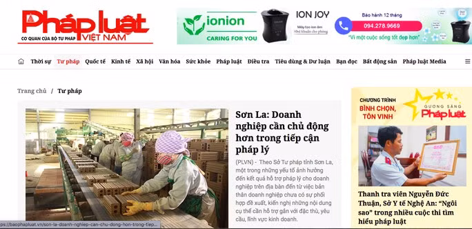 Ảnh chụp màn hình Báo Pháp luật Việt Nam điện tử Ảnh chụp màn hình Báo Pháp luật Việt Nam điện tử
