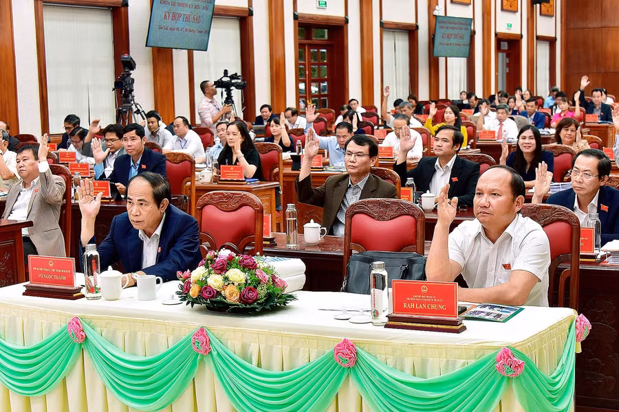 Các đại biểu biểu quyết thông qua các nghị quyết. Ảnh: Đức Thụy