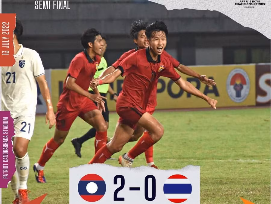  U.19 Lào làm nên lịch sử lần đầu tiên vào chung kết một giải đấu của khu vực Đông Nam Á. Ảnh: LFF