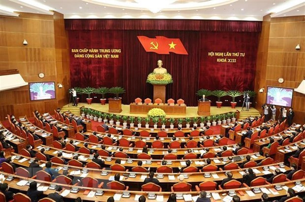  Toàn cảnh phiên bế mạc Hội nghị lần thứ tư, Ban Chấp hành Trung ương Đảng khóa XIII. (Ảnh: Trí Dũng/TTXVN)