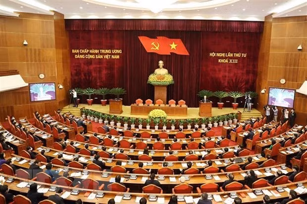  Toàn cảnh phiên bế mạc Hội nghị lần thứ tư, Ban Chấp hành Trung ương Đảng khóa XIII. (Ảnh: Trí Dũng/TTXVN)