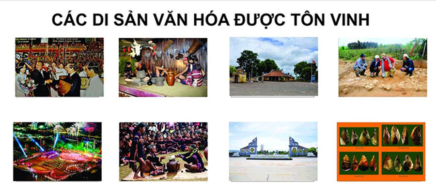 Hình ảnh các di sản văn hoá của Gia Lai được trưng bày tại triển lãm. Đoàn Gia Lai có 45 cán bộ, nghệ nhân tham gia sự kiện này. Ảnh chụp