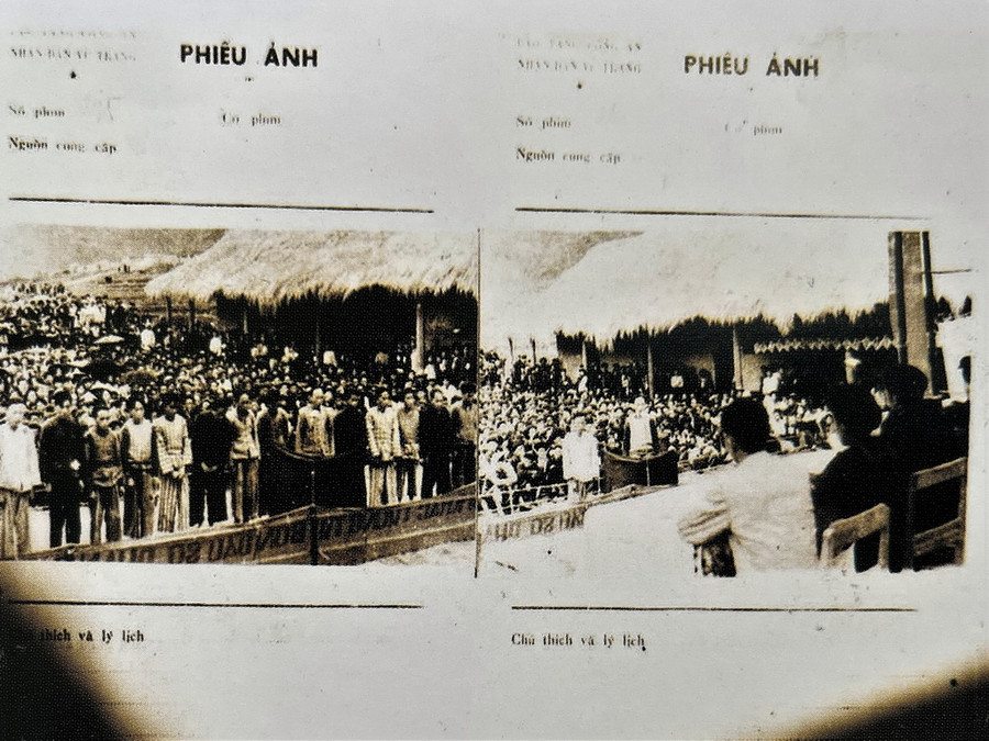 Toàn cảnh phiên tòa xét xử các nghi can cầm đầu vụ nổi phỉ, gây bạo loạn tại Đồng Văn (Hà Giang), tháng 12.1959. Ảnh: Tư liệu