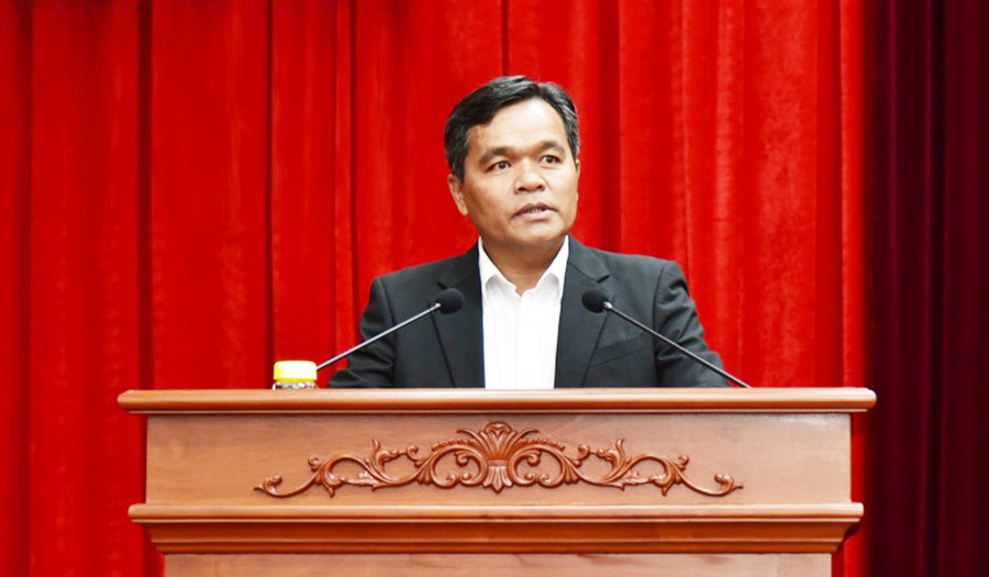 Bí thư Tỉnh ủy Hồ Văn Niên phát biểu khai mạc hội nghị. Ảnh: Đức Thụy