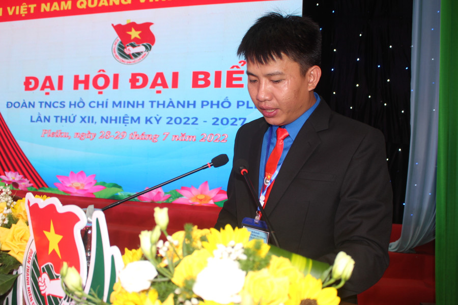 Đồng chí Thái Giang Nam được bầu giữ chức Bí thư Thành Đoàn Pleiku khóa XII. Ảnh: Phan Lài
