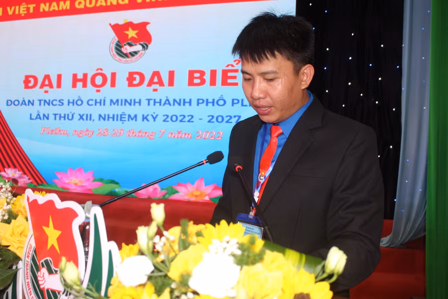 Đồng chí Thái Giang Nam được bầu giữ chức Bí thư Thành Đoàn Pleiku khóa XII. Ảnh: Phan Lài