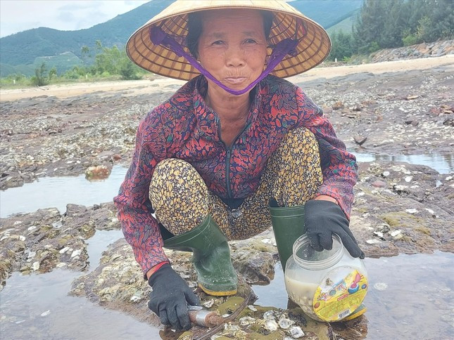 Bà Xuyên là người duy nhất trong nhóm không bịt mặt, cho biết mình làm nghề “mổ” hàu từ thời con gái