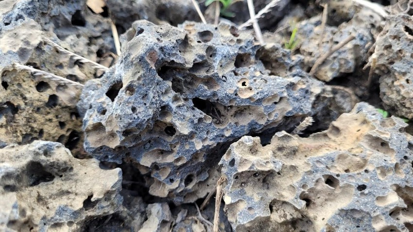 Phiến đá quanh hang động núi lửa. Ảnh: VL