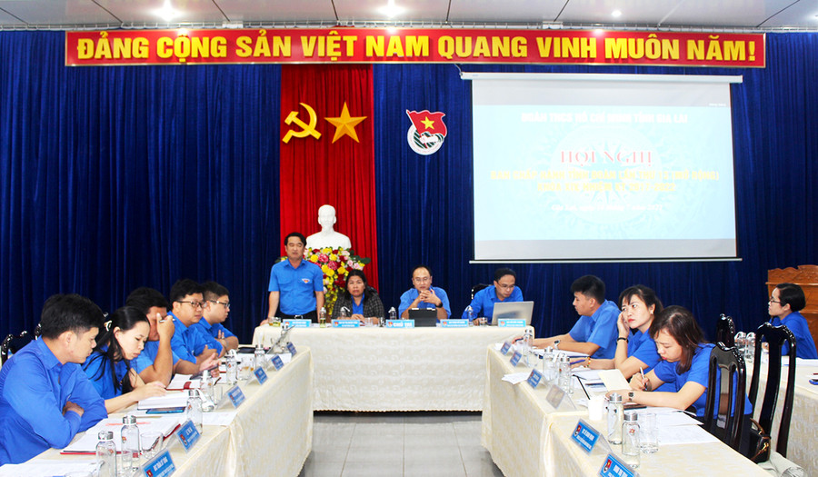 Quang cảnh hội nghị sơ kết công tác Đoàn và phong trào thanh thiếu nhi 6 tháng đầu năm. Ảnh: Phan Lài Quang cảnh hội nghị sơ kết công tác Đoàn và phong trào thanh thiếu nhi 6 tháng đầu năm. Ảnh: Phan Lài