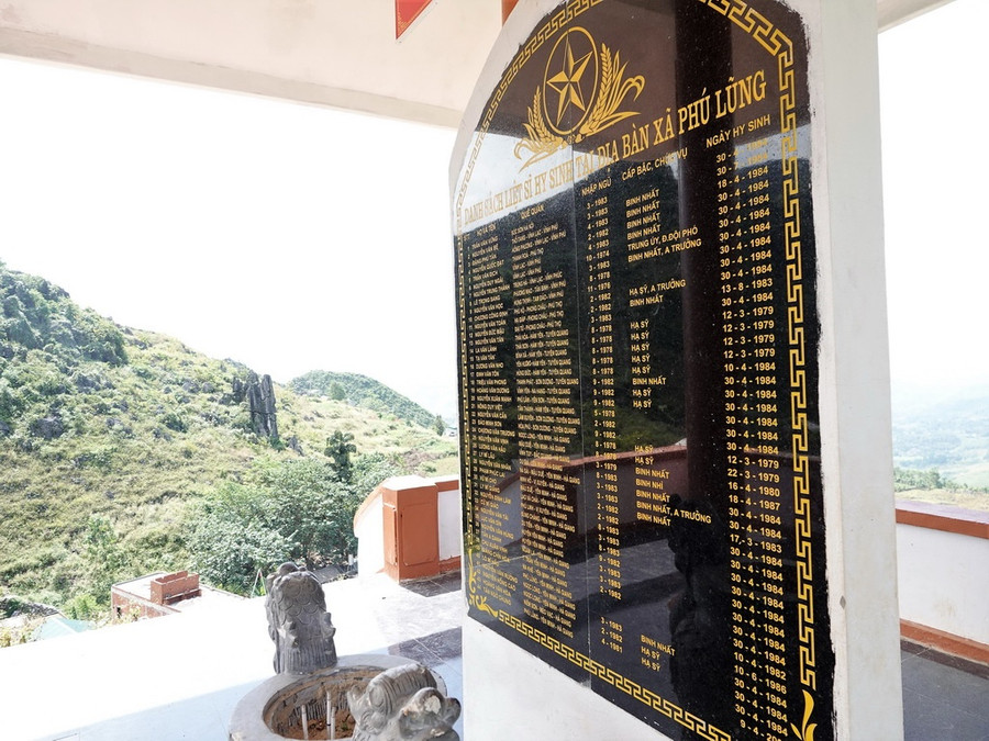 Bia ghi tên liệt sĩ đã hy sinh trong khi làm nhiệm vụ bảo vệ chủ quyền biên giới, tại xã Phú Lũng, H.Yên Minh, Hà Giang. Ảnh: Mai Thanh Hải