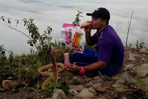 Không chỉ chơi đùa với rắn, đưa rắn đi ra ngoại, anh còn đưa rắn đến phòng tập hay ôm rắn đi ngủ như một cặp vợ chồng. 5