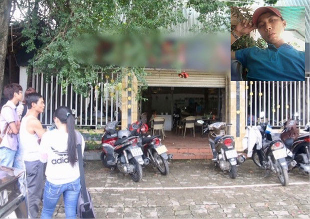  Mạc Văn Nhân (ảnh nhỏ) và quán cà phê nơi xảy ra vụ việc