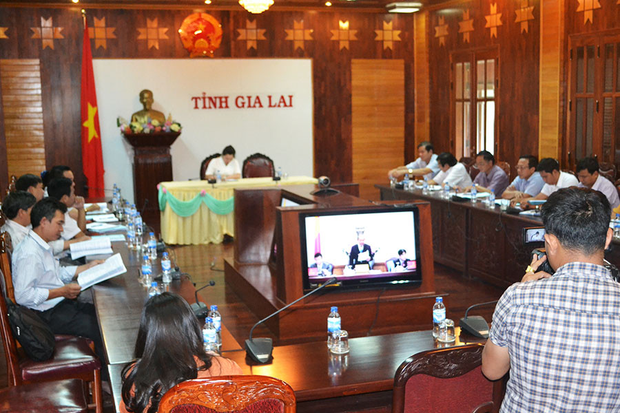 Hội nghị trực tuyến Tổng kết đề án "Đổi mới và nâng cao hiệu quả hoạt động giám định tư pháp" tại điểm cầu tỉnh Gia Lai. Ảnh: Hoàng Cư Hội nghị trực tuyến Tổng kết đề án