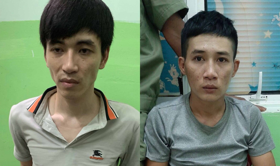 2 đối tượng Luân và Tuấn (từ trái qua) đang bị tạm giữ hình sự. Ảnh: Văn Ngọc